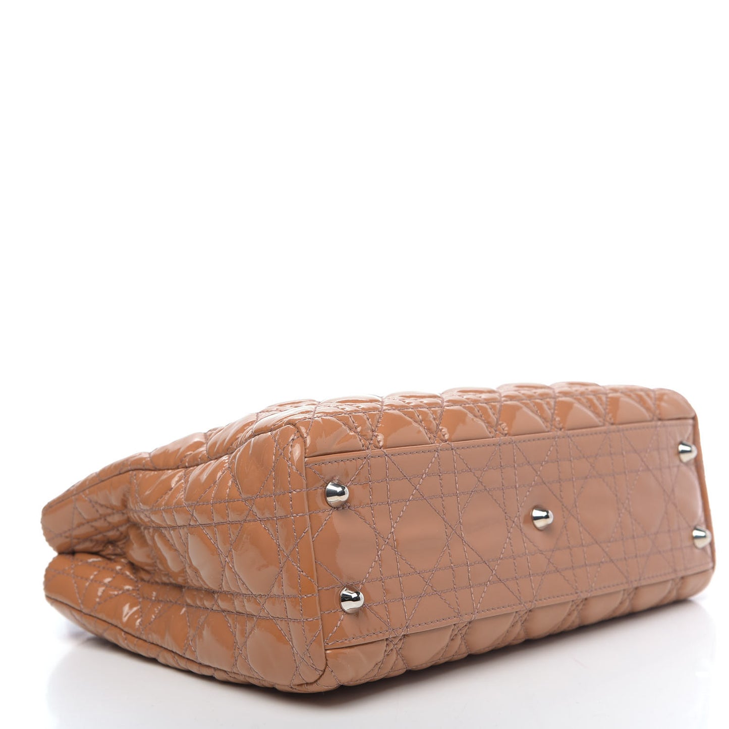 Patent Cannage Medium Dior Soft Shopping Tote Brown