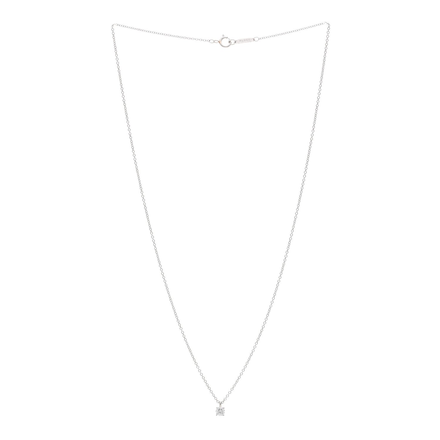 Tiffany Platinum Diamond .16ct Solitaire Pendant Necklace 3 of 5