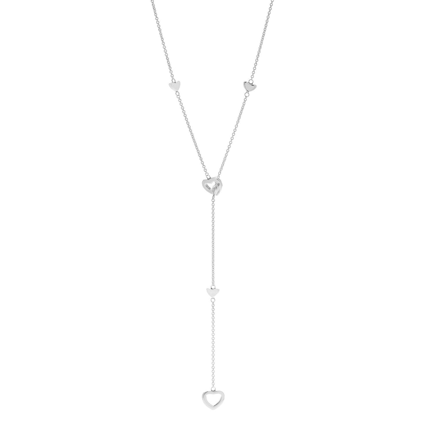 Sterling Silver Heart Lariat Necklace