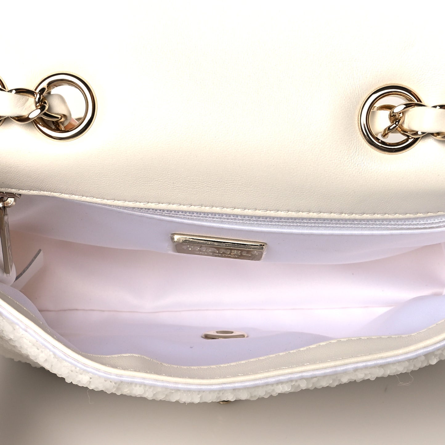 Sequin Mini Rectangular Flap White