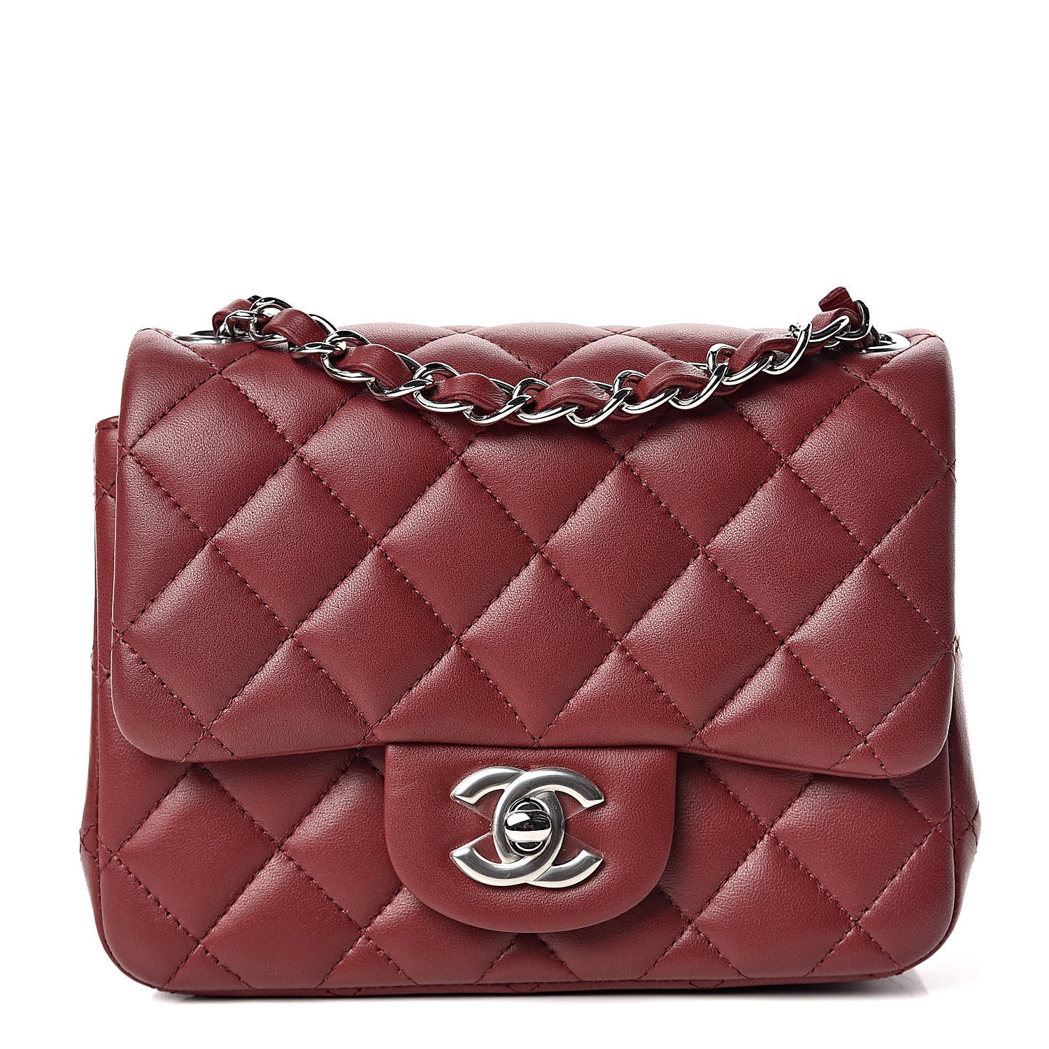 Chanel Lambskin Quilted Mini Square Flap Burgundy 1 of 11
