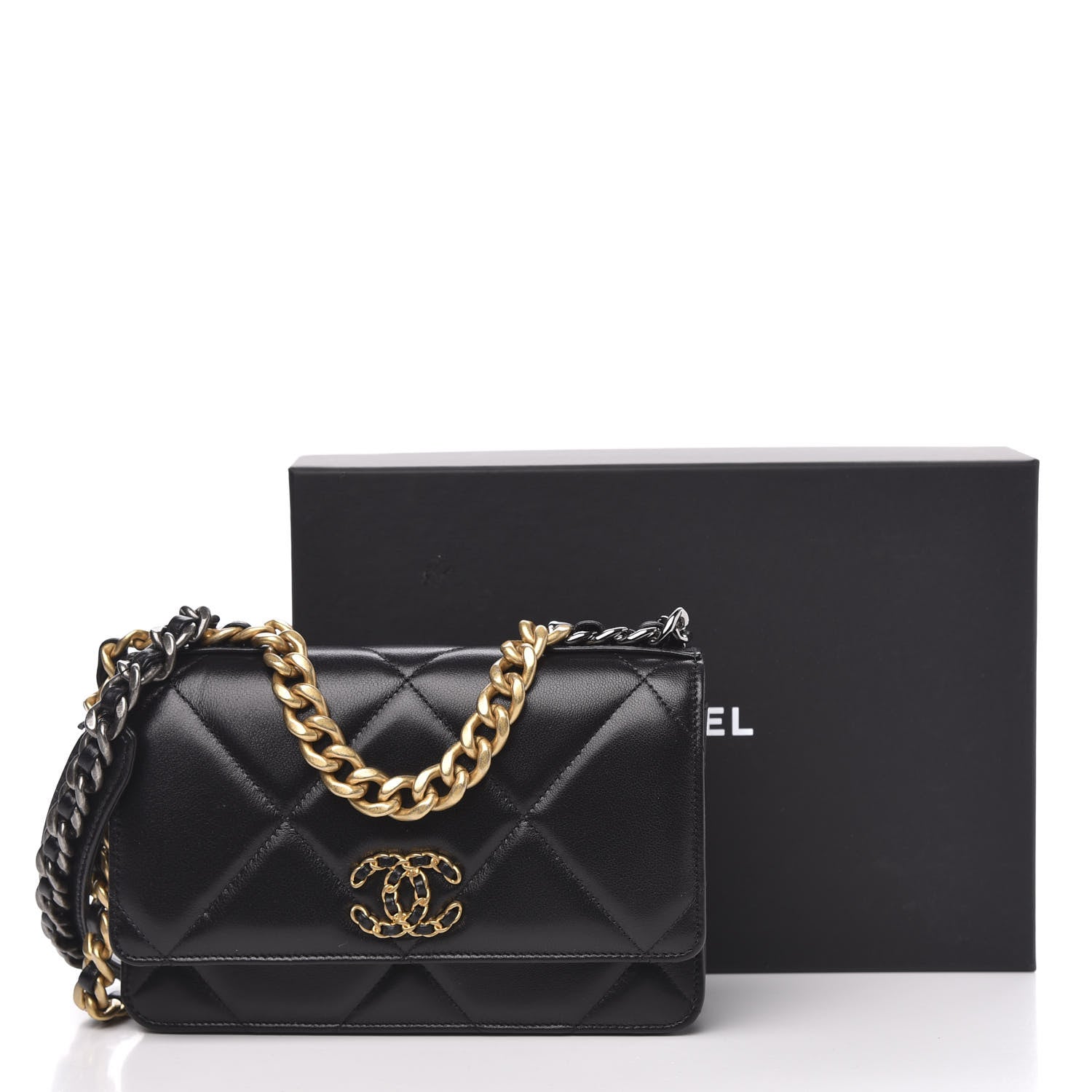 Chanel Goatskin Quilted 19 Wallet On Chain WOC Black 12 of 12