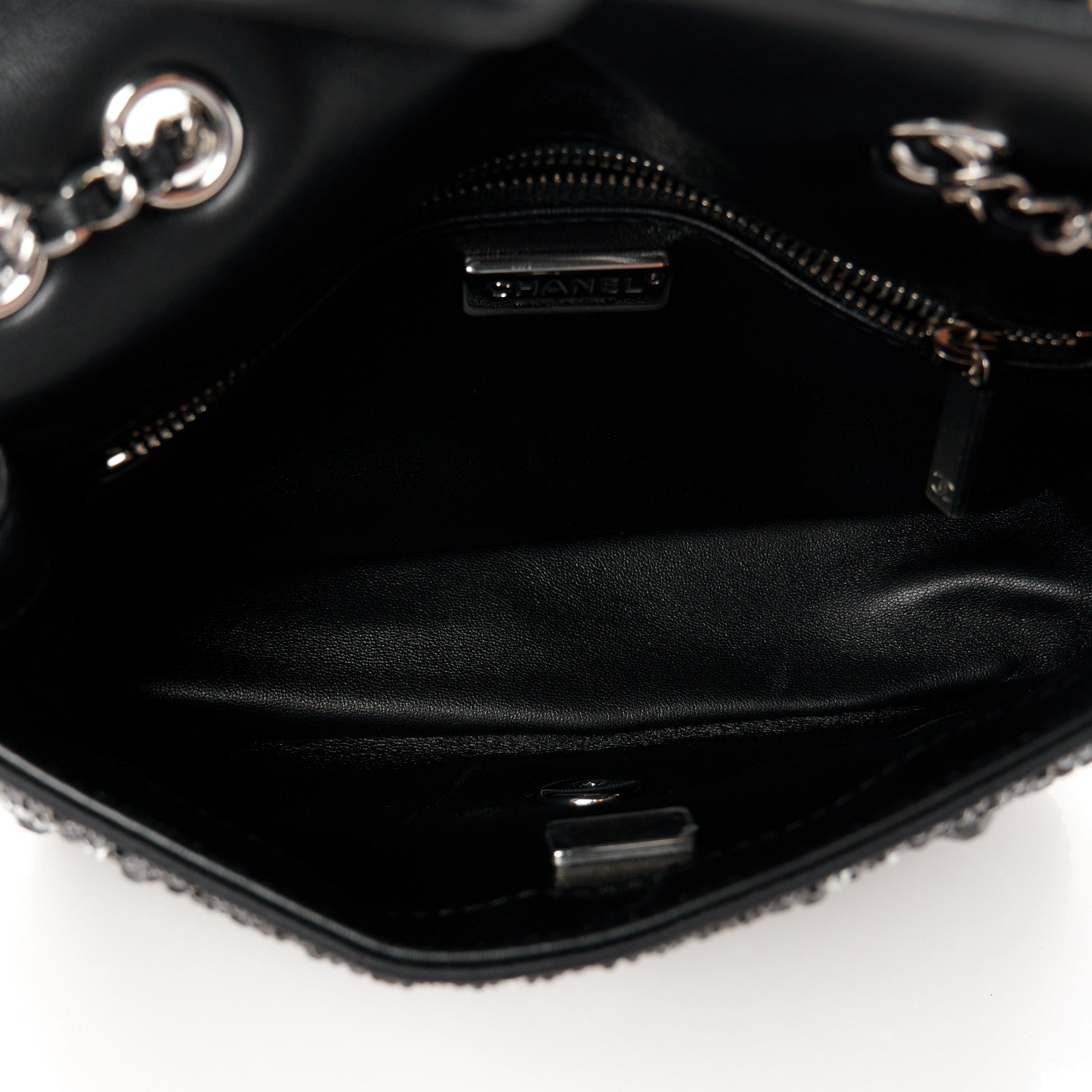 Chanel Satin Diamante Lucky Symbols Evening Flap Bag Black 5 of 12