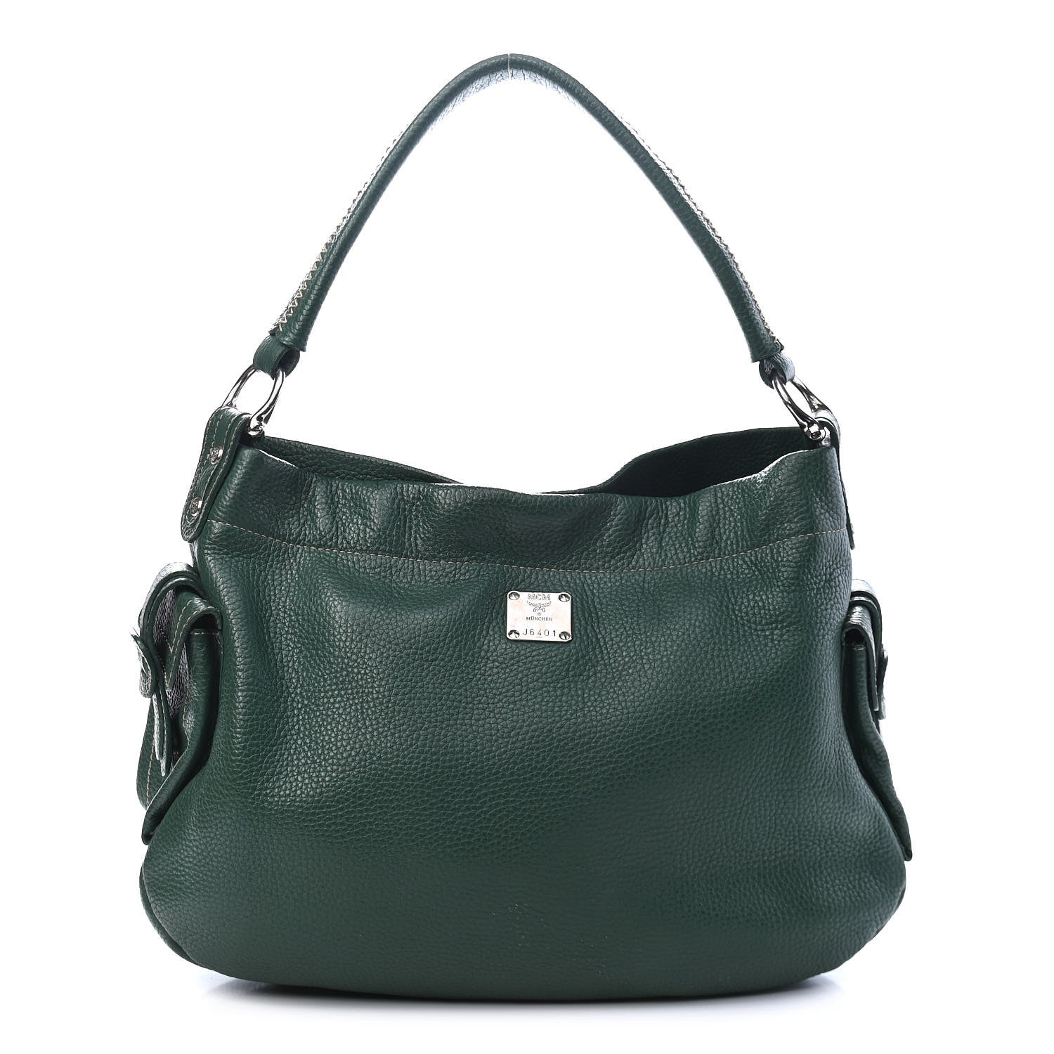 MCM Grained Calfskin Hobo Green 1 of 10