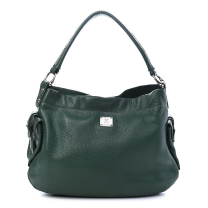 MCM Grained Calfskin Hobo Green 1 of 10