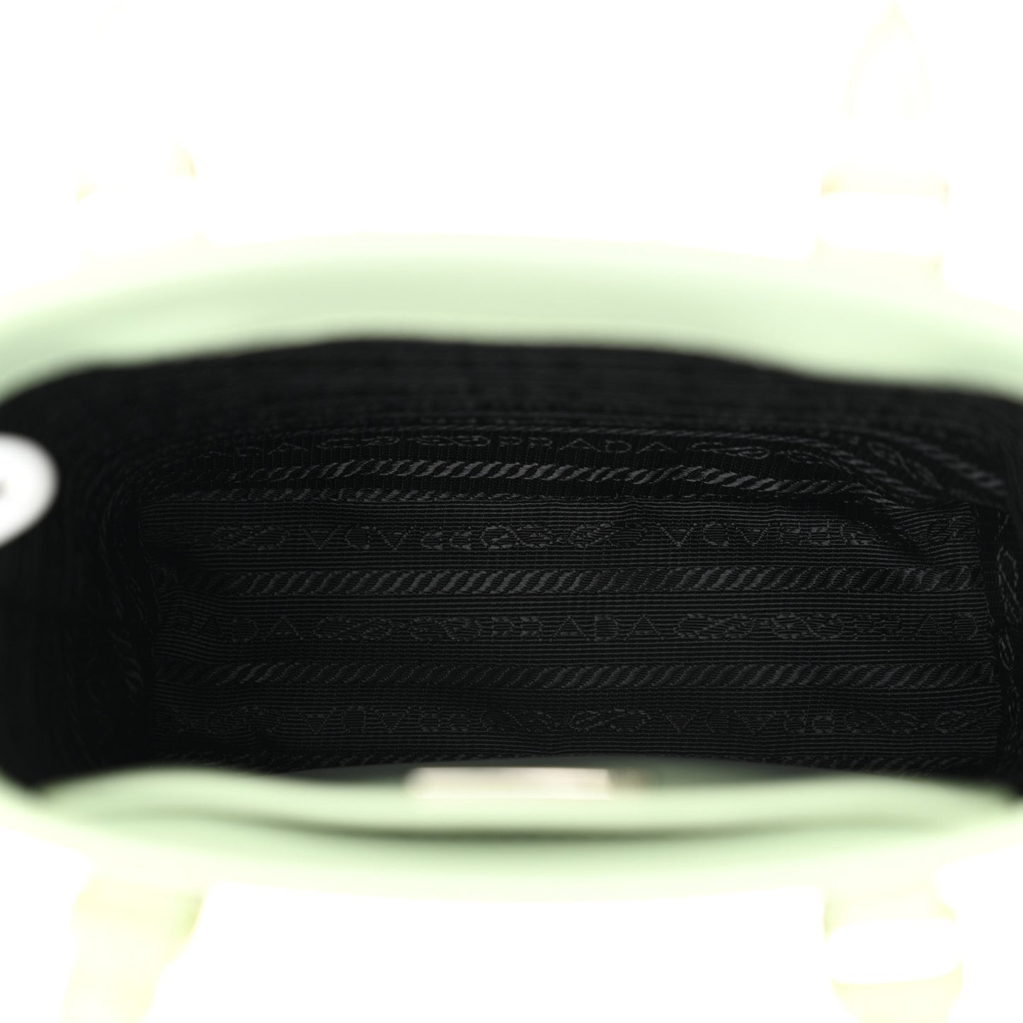 Spazzolato Metal Triangle Logo Small Double Handle Crossbody Tote Acqua