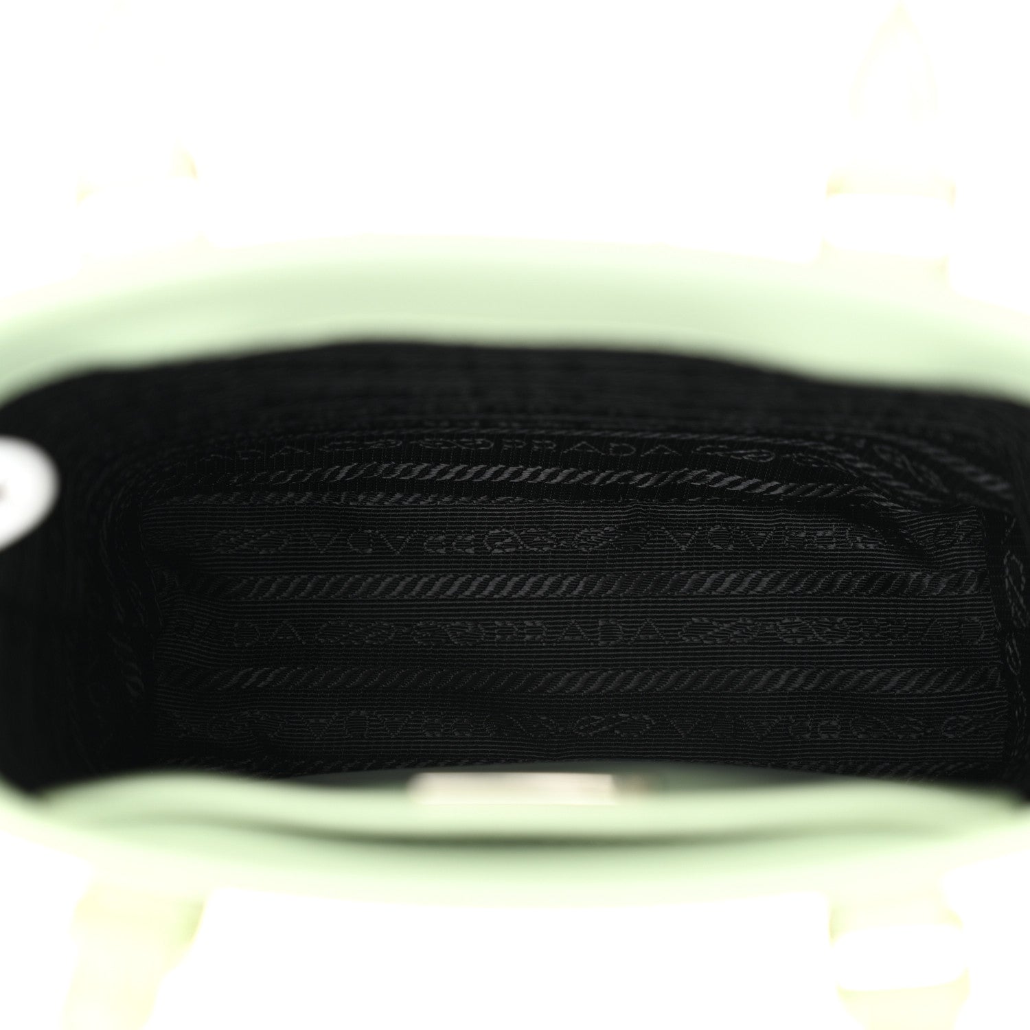 Prada Spazzolato Metal Triangle Logo Small Double Handle Crossbody Tote Acqua 5 of 10