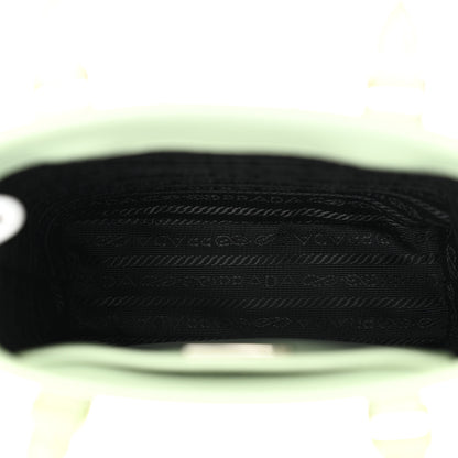 Prada Spazzolato Metal Triangle Logo Small Double Handle Crossbody Tote Acqua 5 of 10