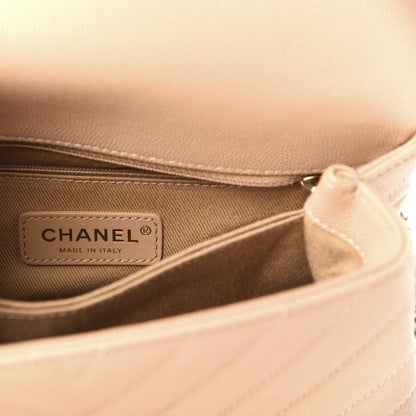 Chanel Caviar Chevron Quilted Mini Coco Handle Flap Beige 6 of 10