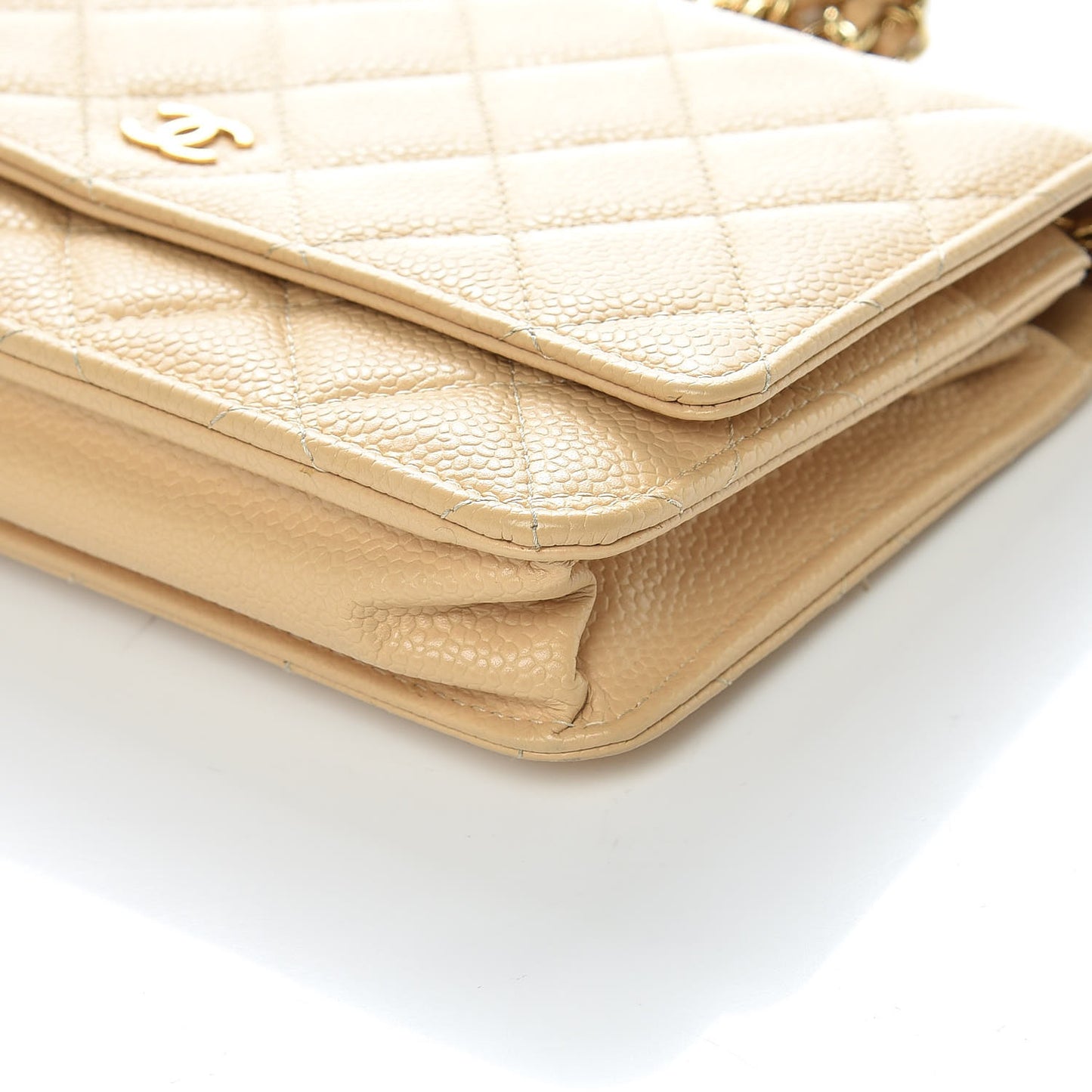 Caviar Quilted Wallet On Chain WOC Beige Clair