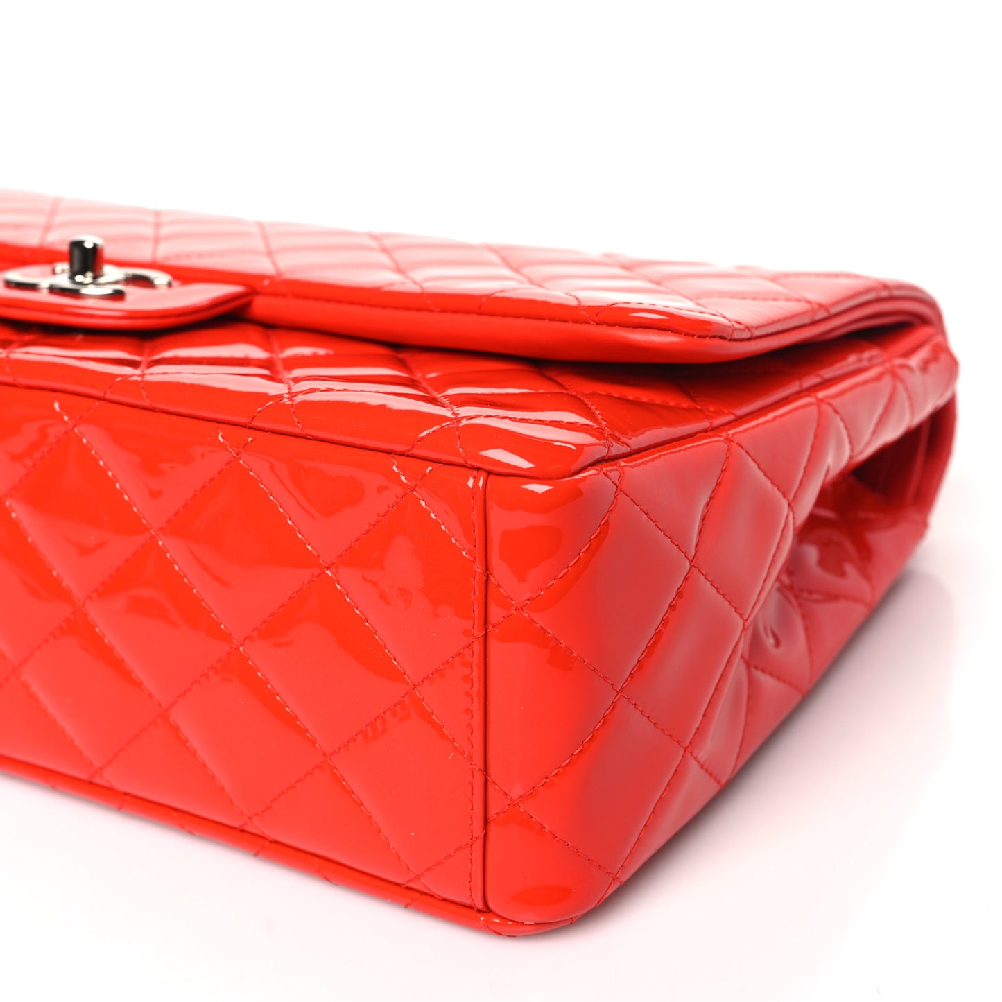 Patent Quilted Maxi Double Flap Red