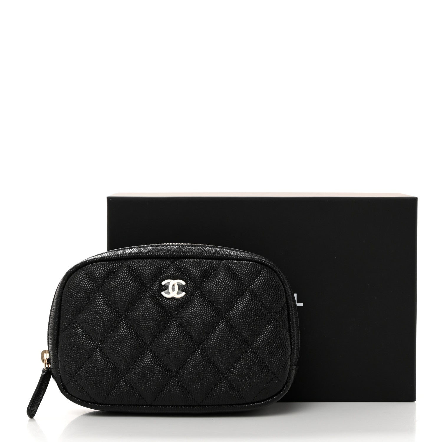 Chanel Caviar Quilted Small Curvy Pouch Cosmetic Case Black 8 of 8