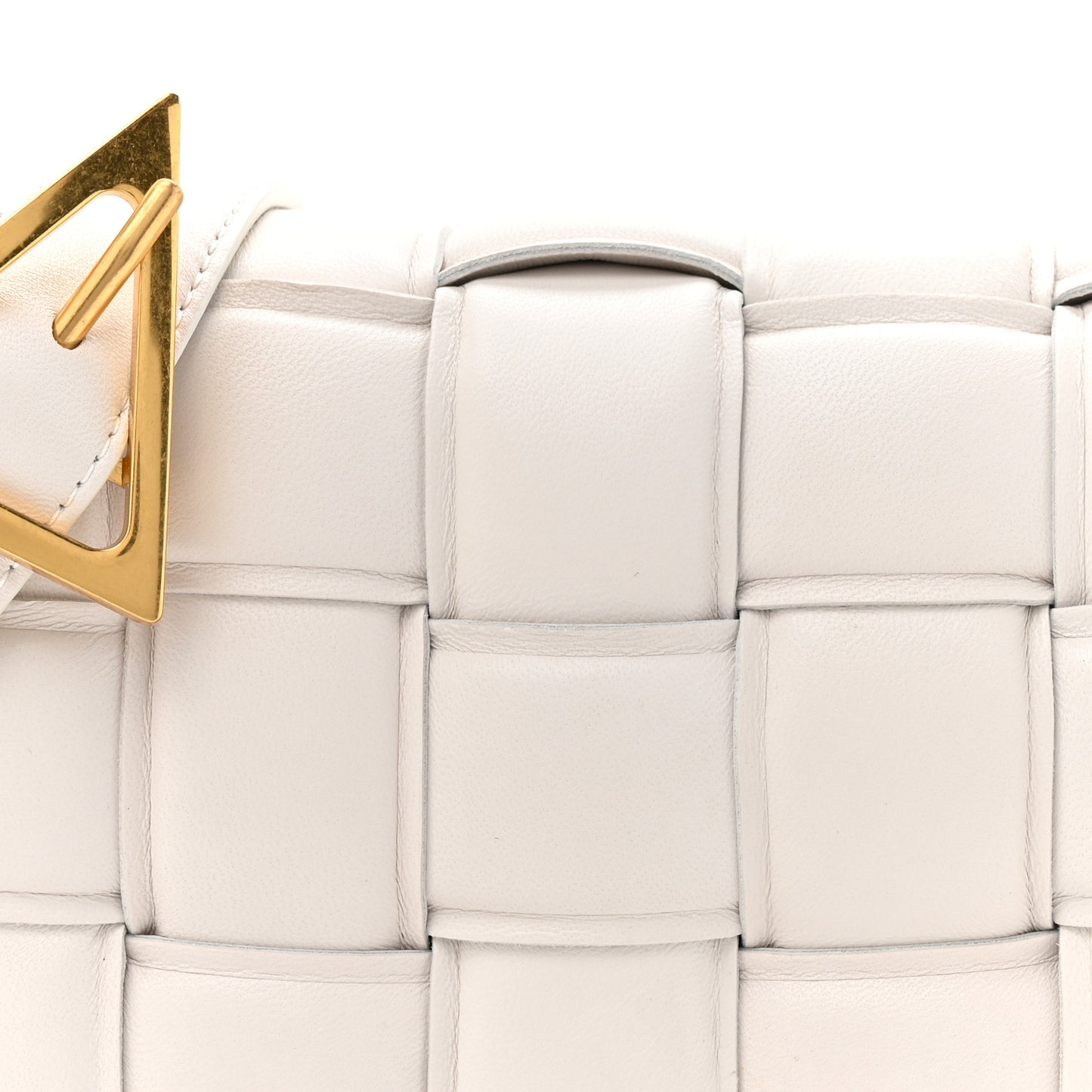 Nappa Maxi Intreccio Small Padded Cassette Crossbody Bag White