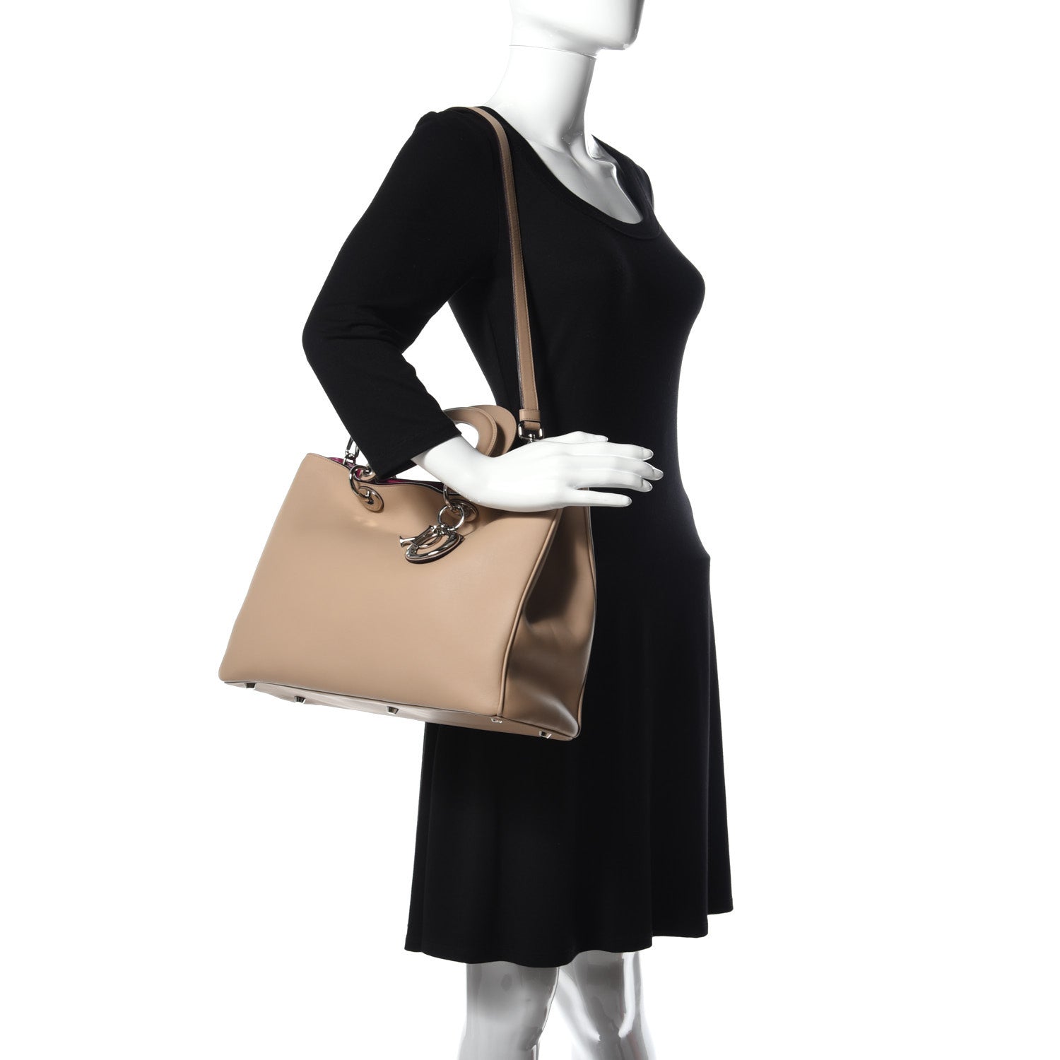 Christian Dior Smooth Calfskin Large Diorissimo Tote Beige Fuchsia 2 of 8