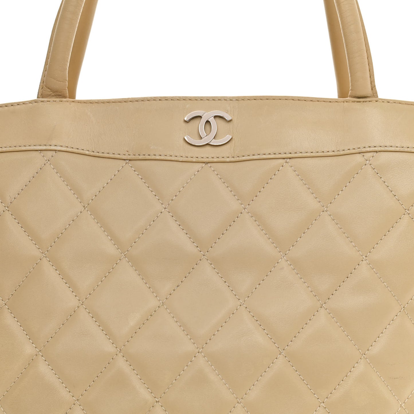 Lambskin Quilted CC Tote Beige