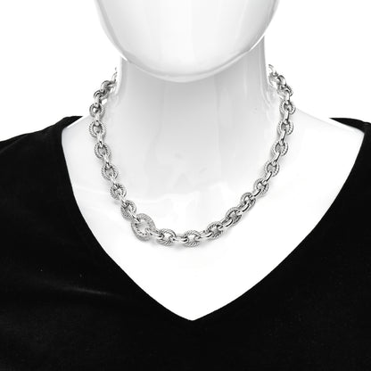 David Yurman Sterling Silver Diamond Pave 15mm Large Oval Link Necklace 2 of 4