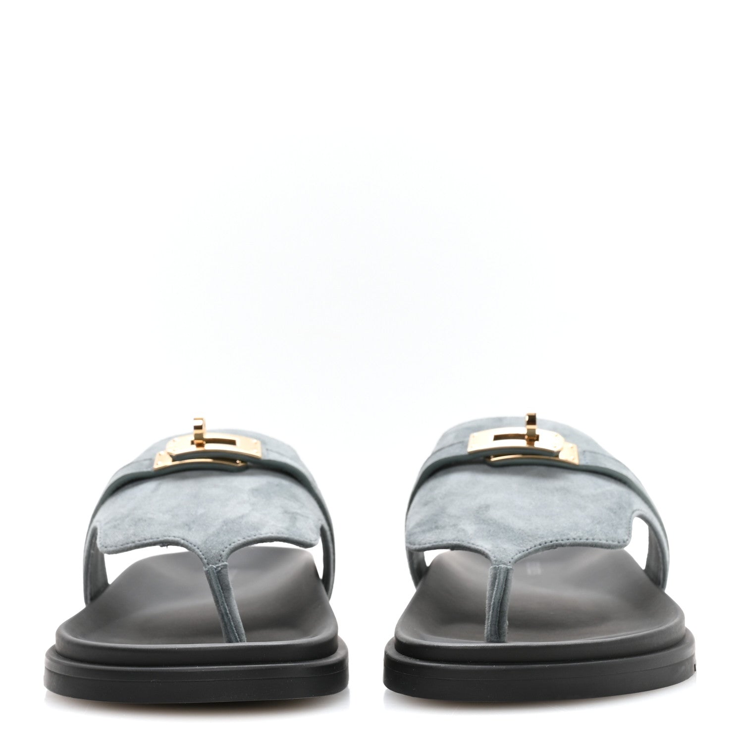 Hermes Suede Goatskin Womens Empire Sandals 38 Bleu Tonnerre 3 of 9