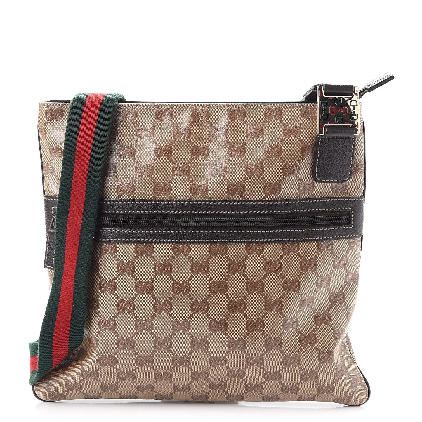 Crystal Monogram Web Crossbody Bag Brown