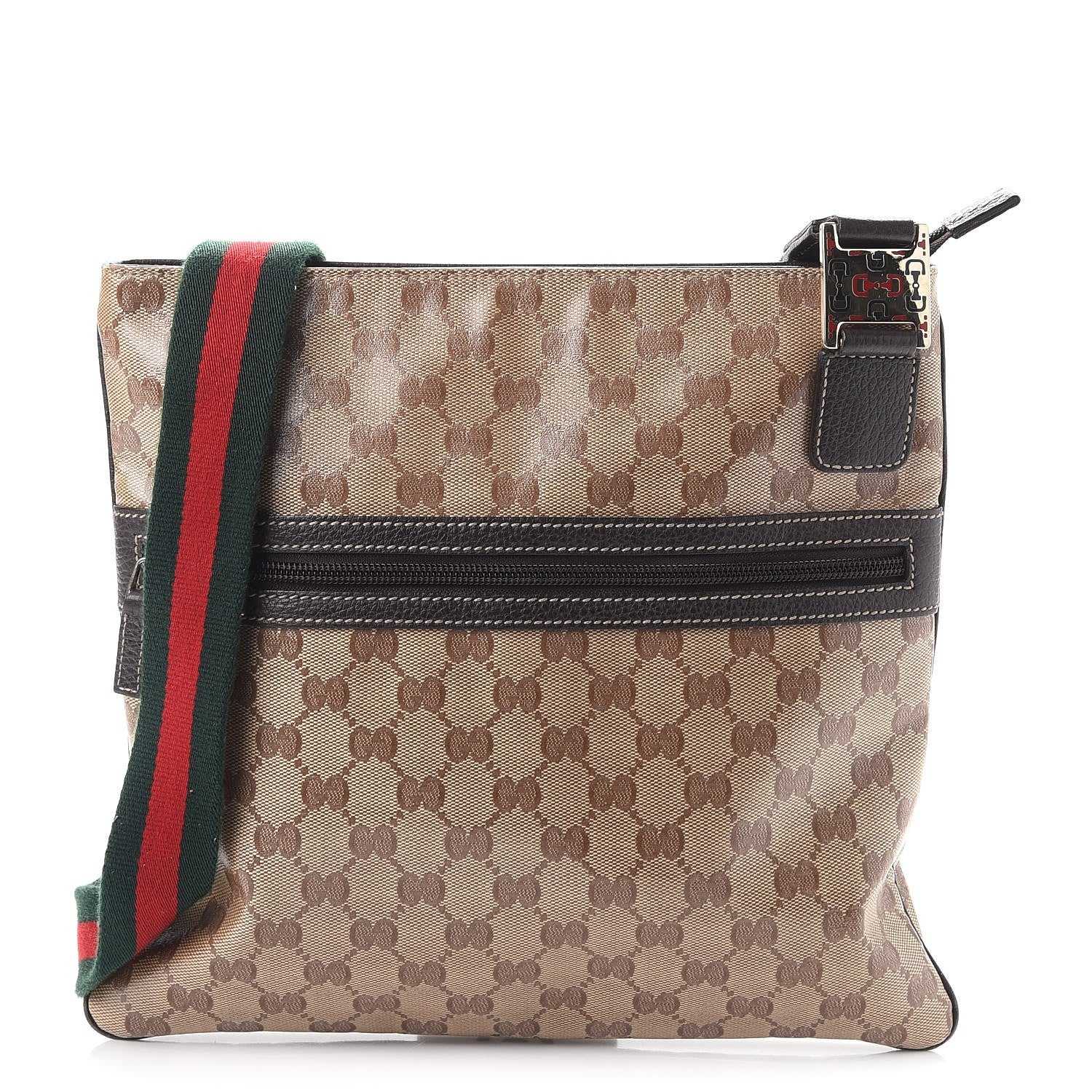 Gucci Crystal Monogram Web Crossbody Bag Brown 1 of 11