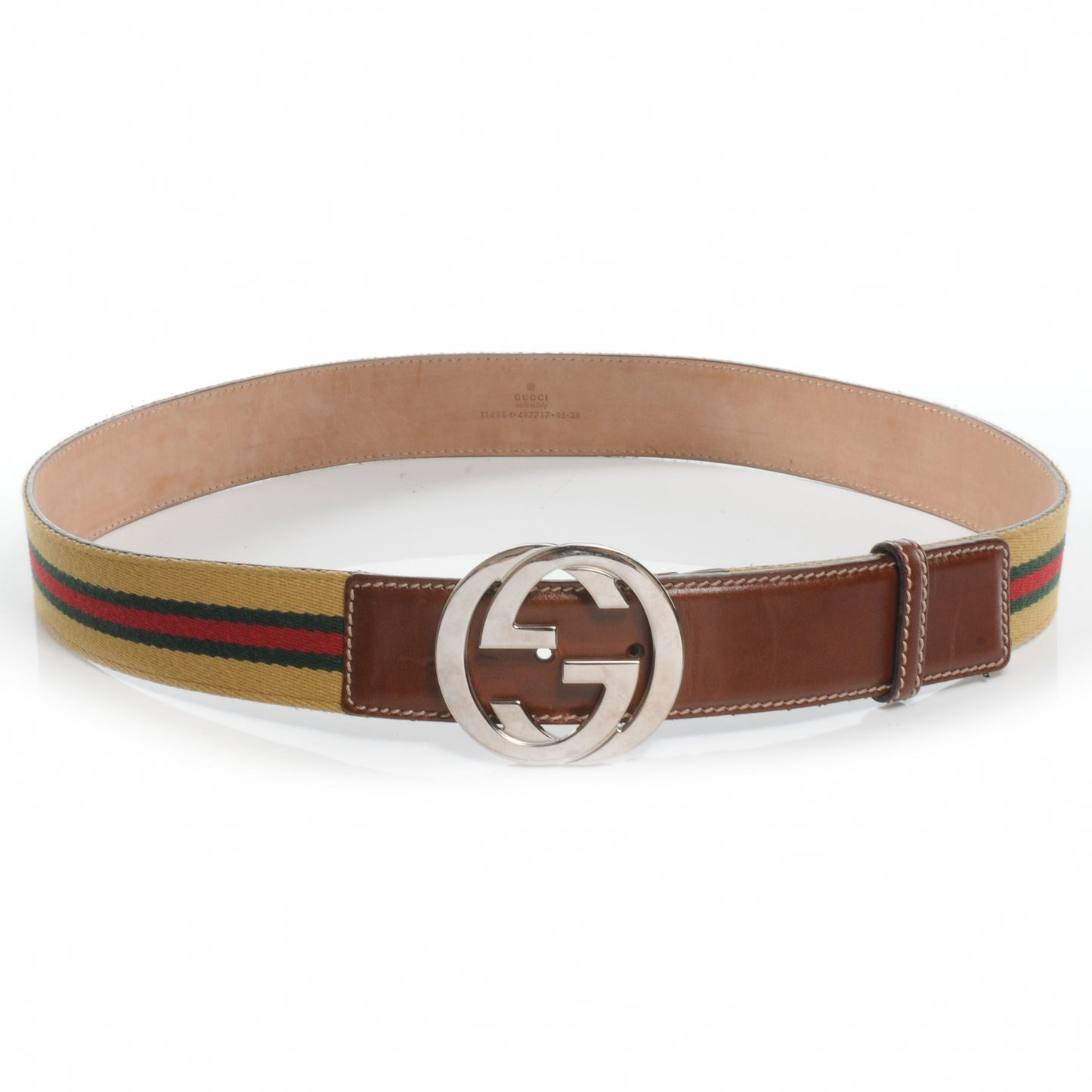 Leather Web GG Belt Biege 95 38