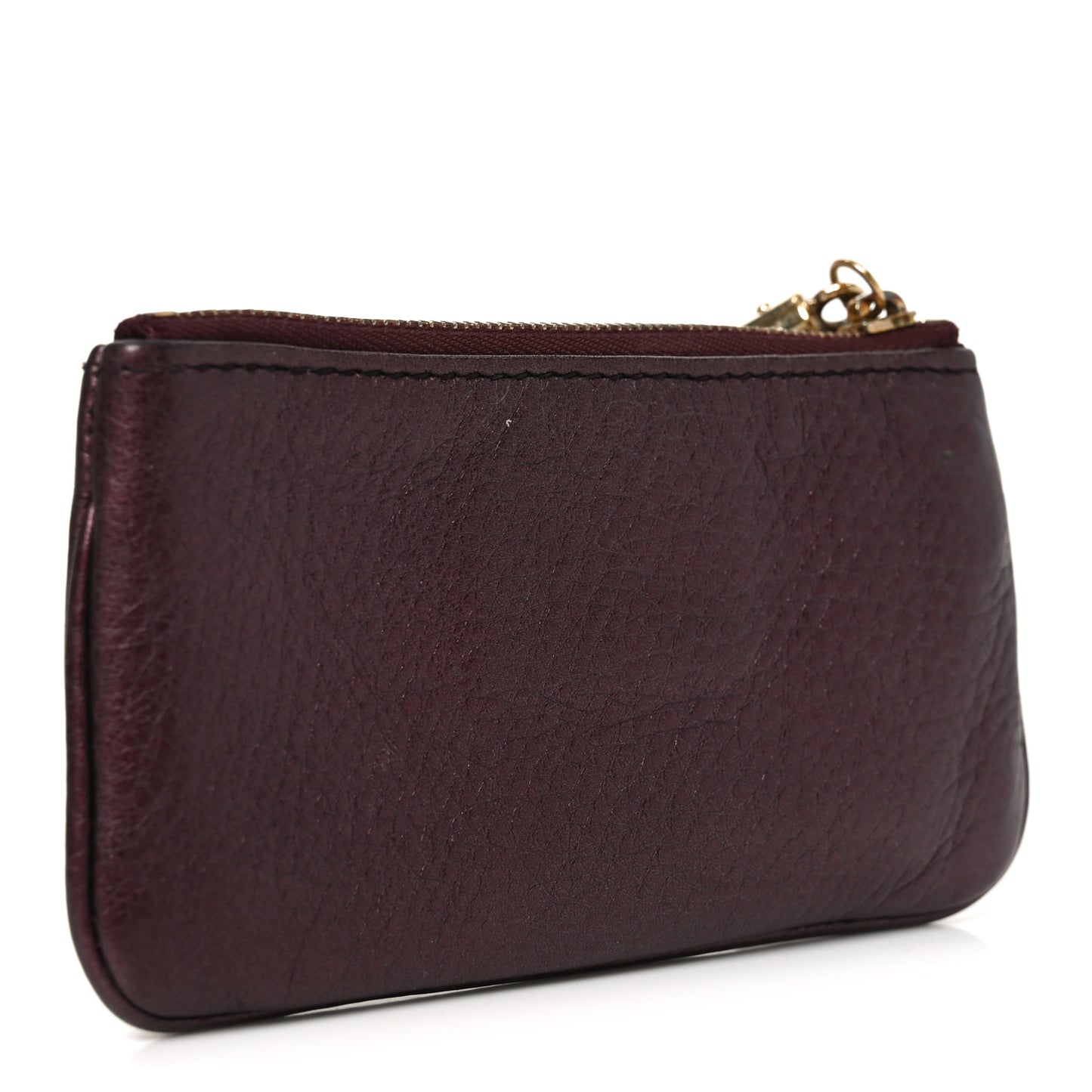 Metallic Pebbled Calfskin Soho Key Case Burgundy