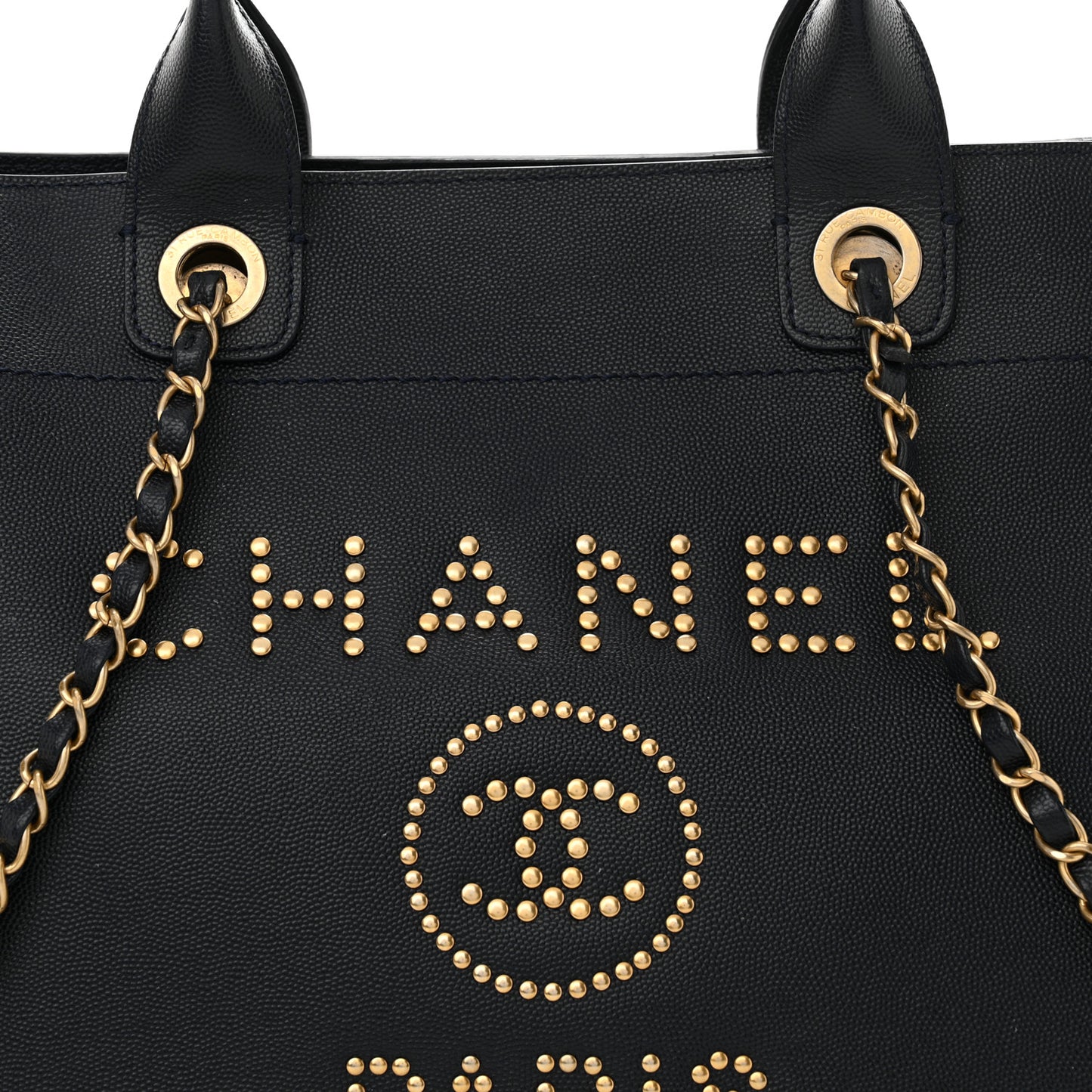 Caviar Small Studded Deauville Tote Navy