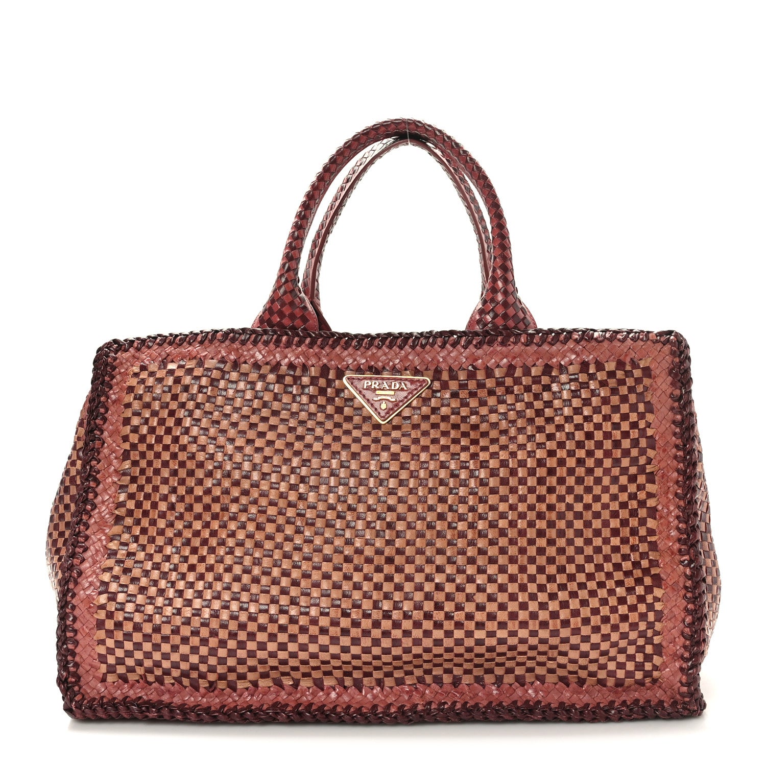 Prada Madras Woven Medium Tote Ribes Mughetto 1377734 – FASHIONPHILE