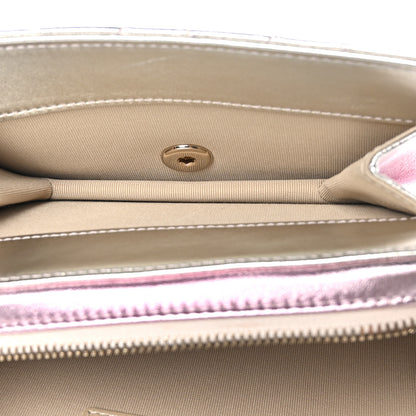 Chanel Metallic Lambskin Like A Wallet Flap Golden Pink 5 of 13