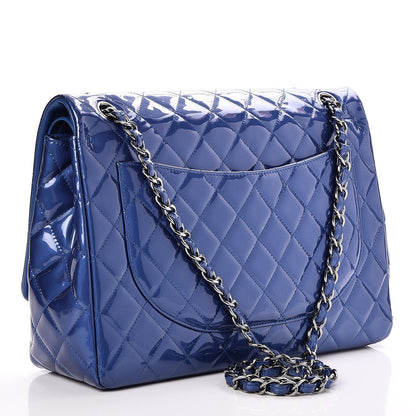 Chanel Patent Quilted Maxi Double Flap Blue 4 of 8