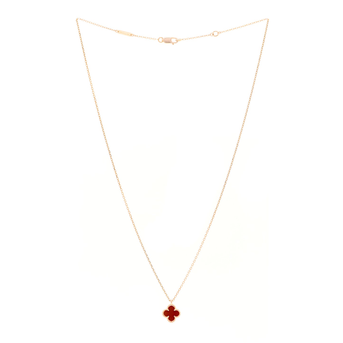 18K Rose Gold Carnelian Sweet Alhambra Pendant Necklace