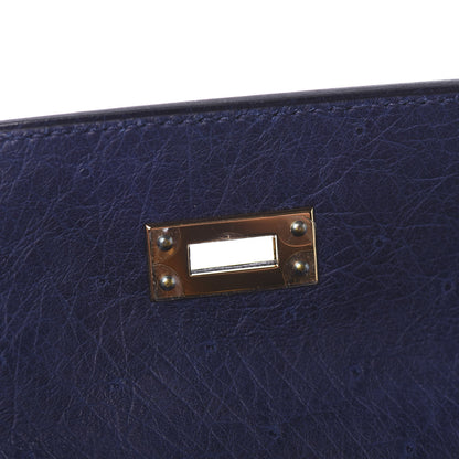 Hermes Ostrich Kelly Pochette Clutch Bleu Iris 21 of 30