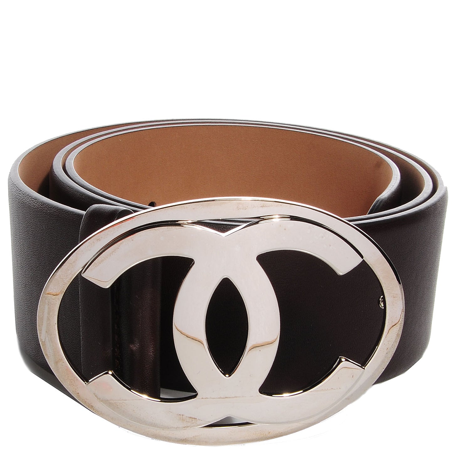 Leather CC Logo Belt 85 34 Brown