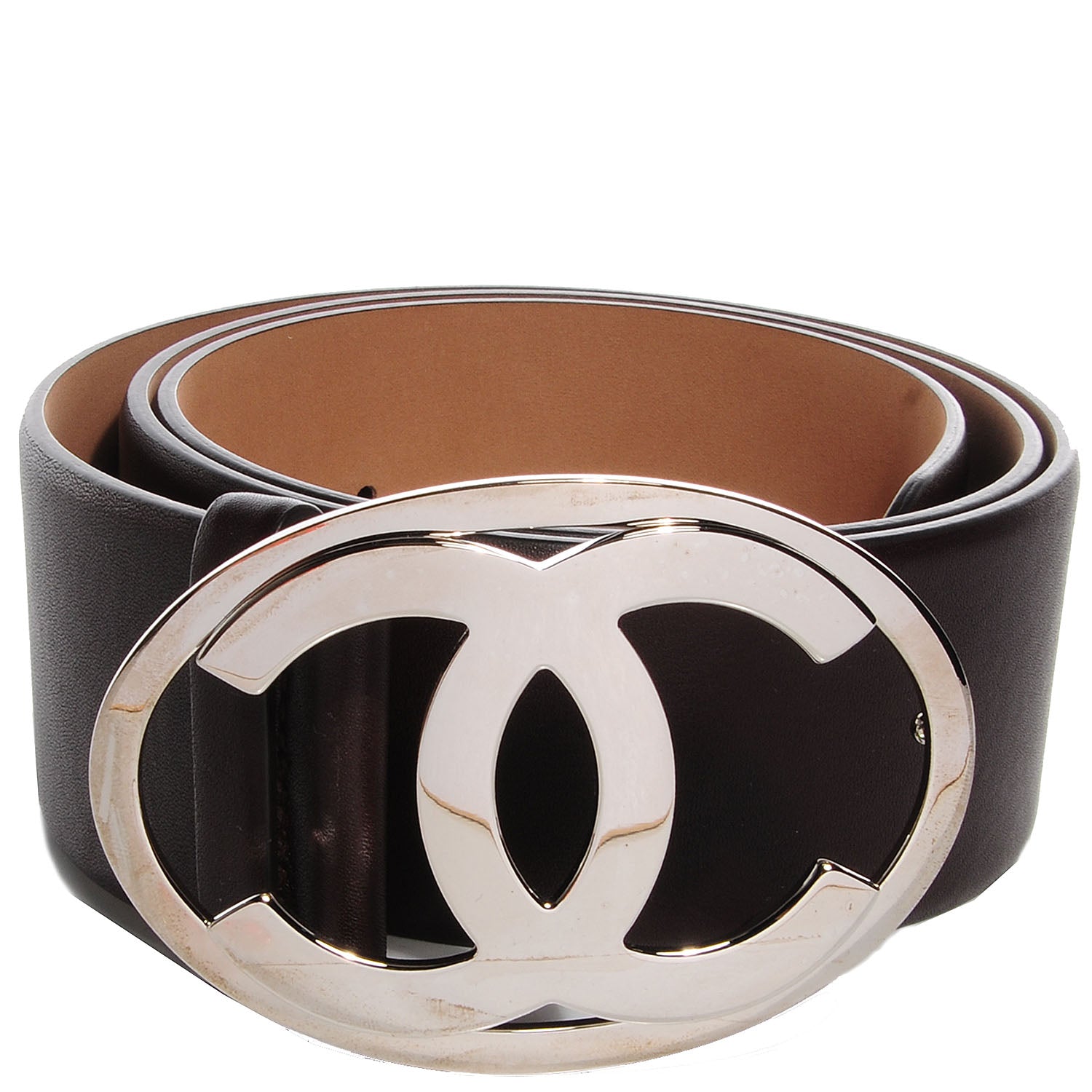 Chanel Leather CC Logo Belt 85 34 Brown 1 of 5