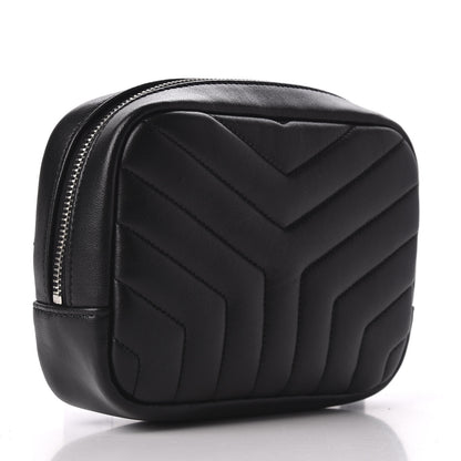 Saint Laurent Lambskin Y Quilted Monogram Loulou Cosmetic Case Black 3 of 10