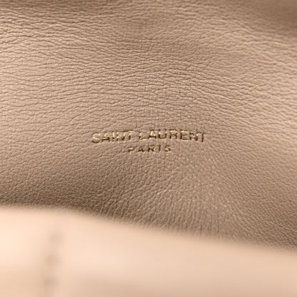 Saint Laurent Lambskin Quilted Medium Loulou Puffer Monogram Chain Satchel Dusty Grey 8 of 11