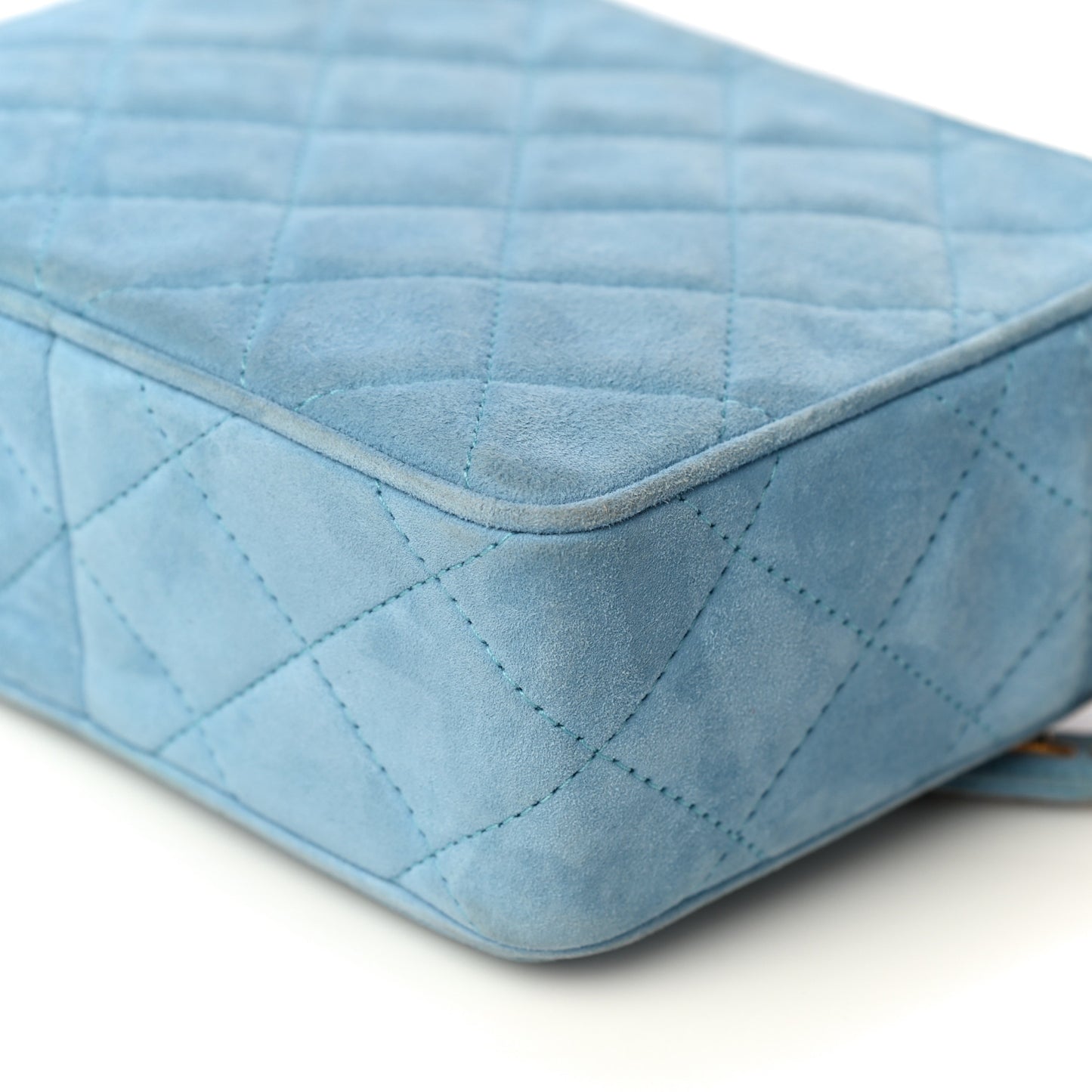 Suede Quilted Shoulder Bag Light Blue