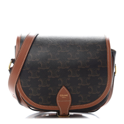 Celine Triomphe Canvas Medium Folco Bag Tan 1 of 8