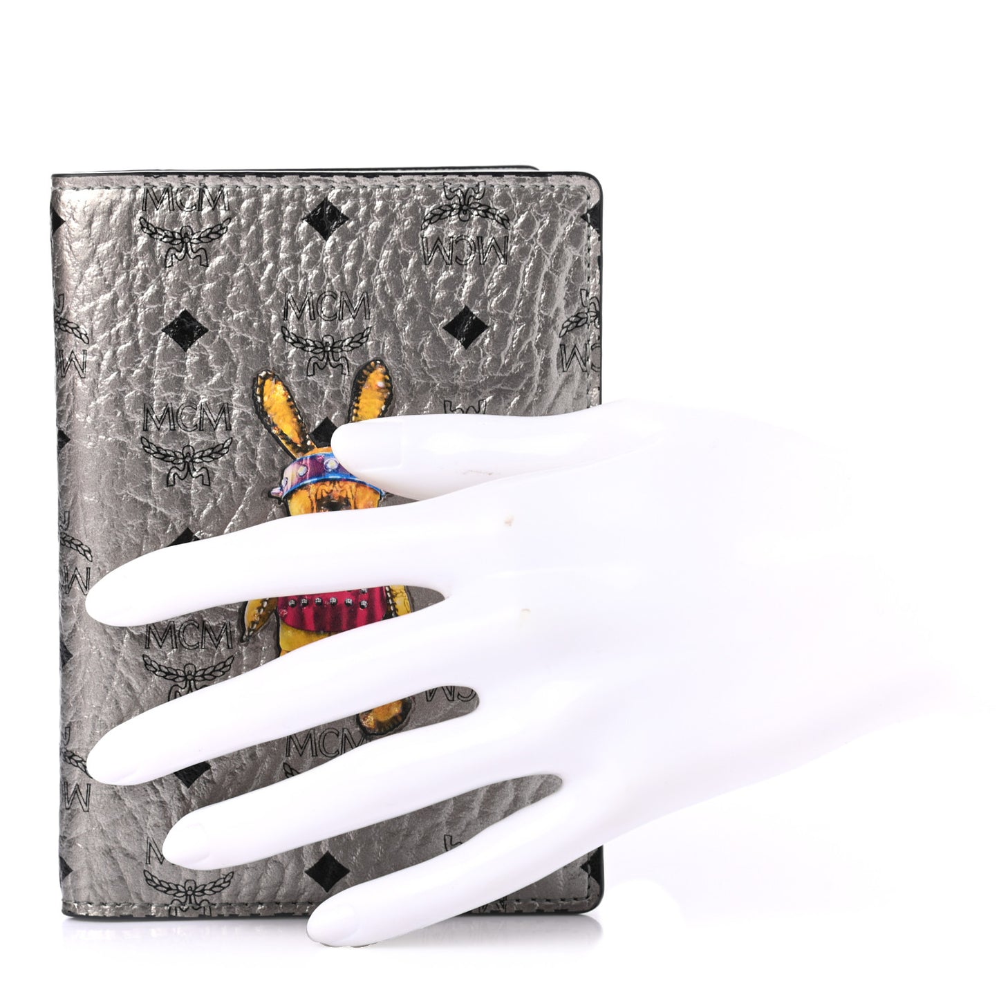 Metallic Visetos Rabbit Passport Holder Silver