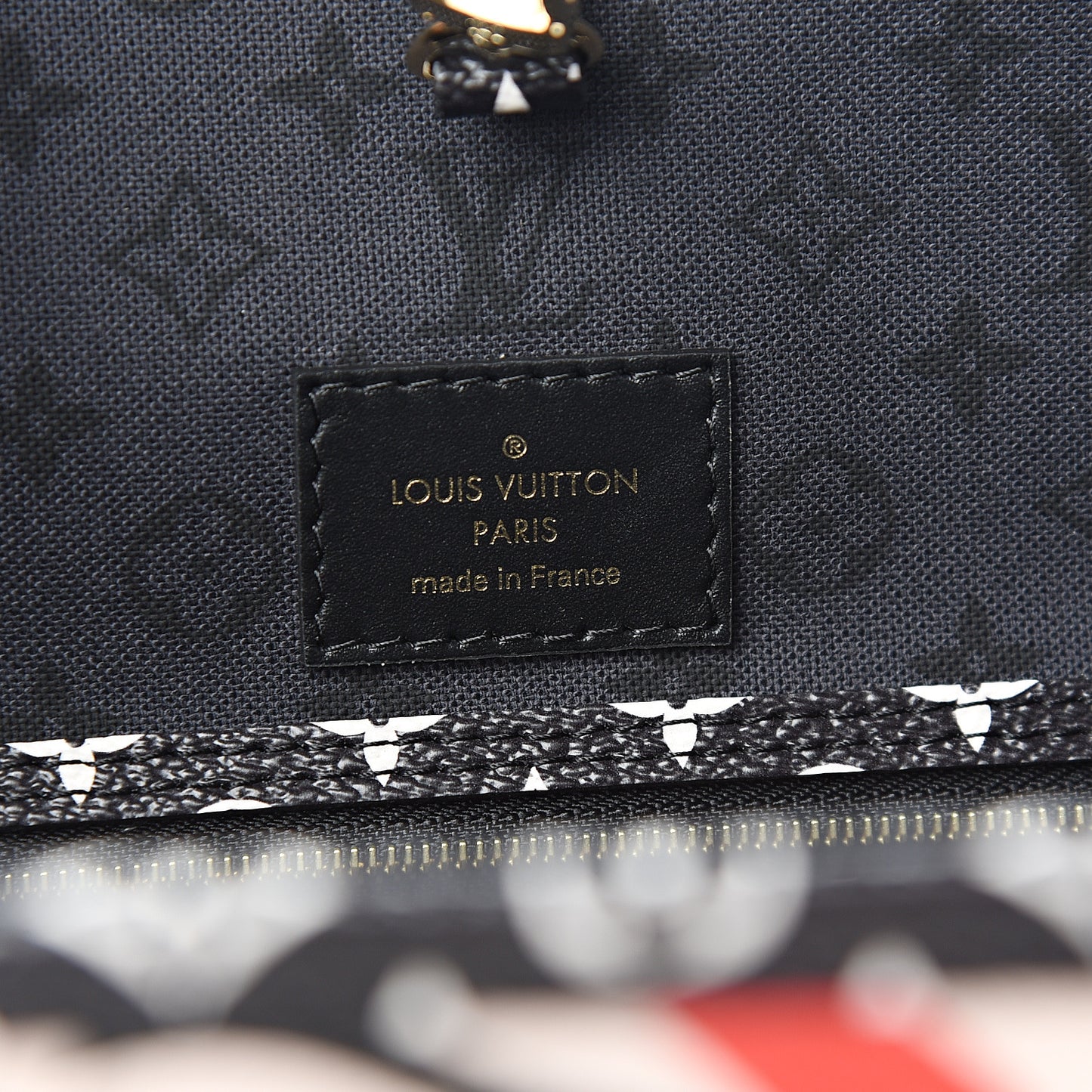 Monogram Giant Crafty Neverfull MM Creme Rouge Black