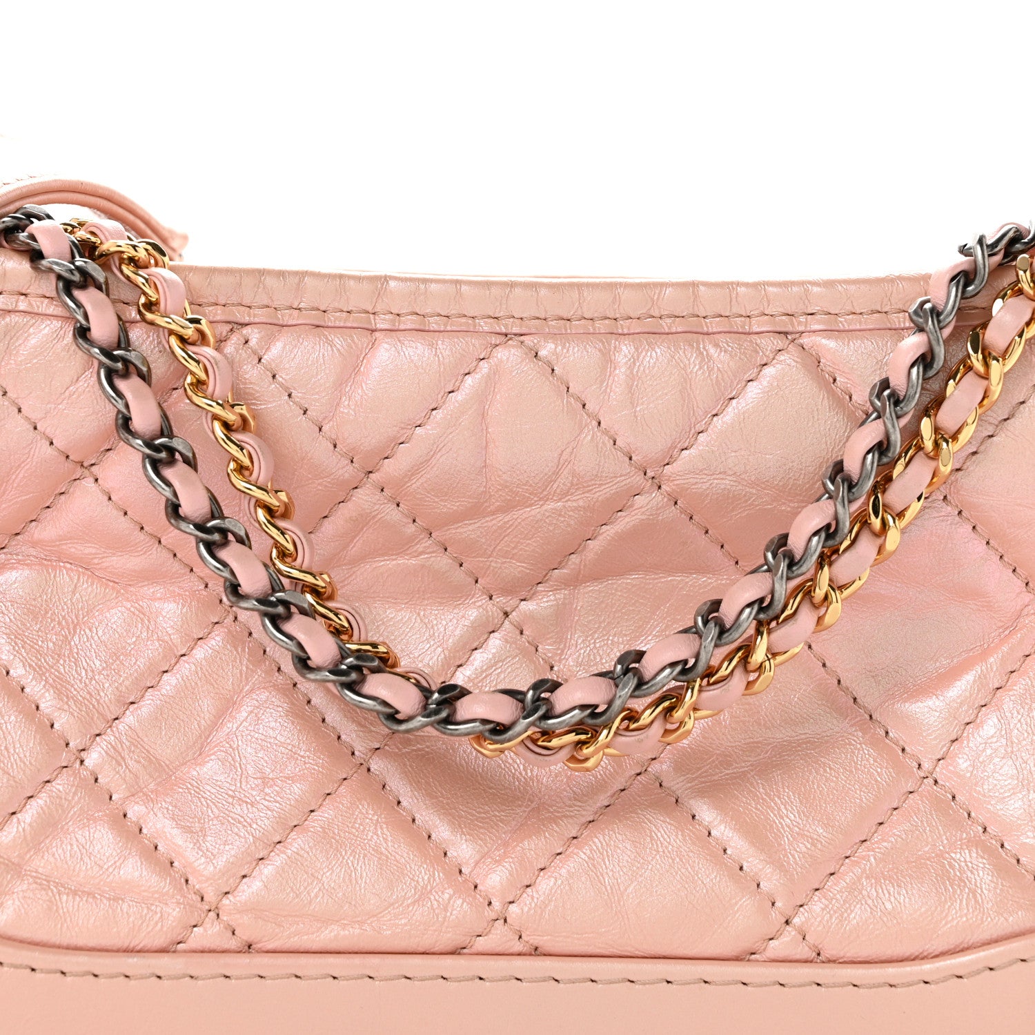 Chanel Iridescent Aged Calfskin Quilted Small Gabrielle Hobo Rose Rose 8 of 13