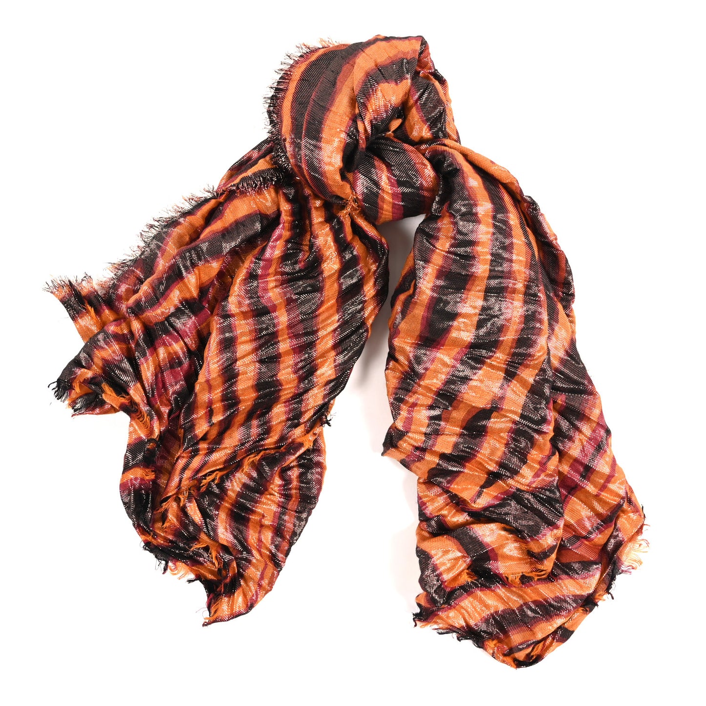 Cashmere Silk Tiger Etole Stole Orange Multicolor