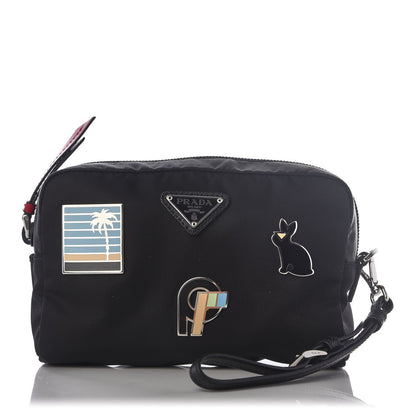 Prada Tessuto Nylon Saffiano Smalto Wristlet Black 1 of 7