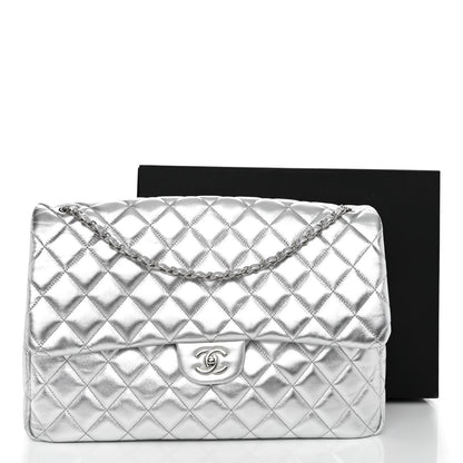 Chanel Metallic Lambskin Quilted XXL Travel Flap Bag Silver 11 of 11