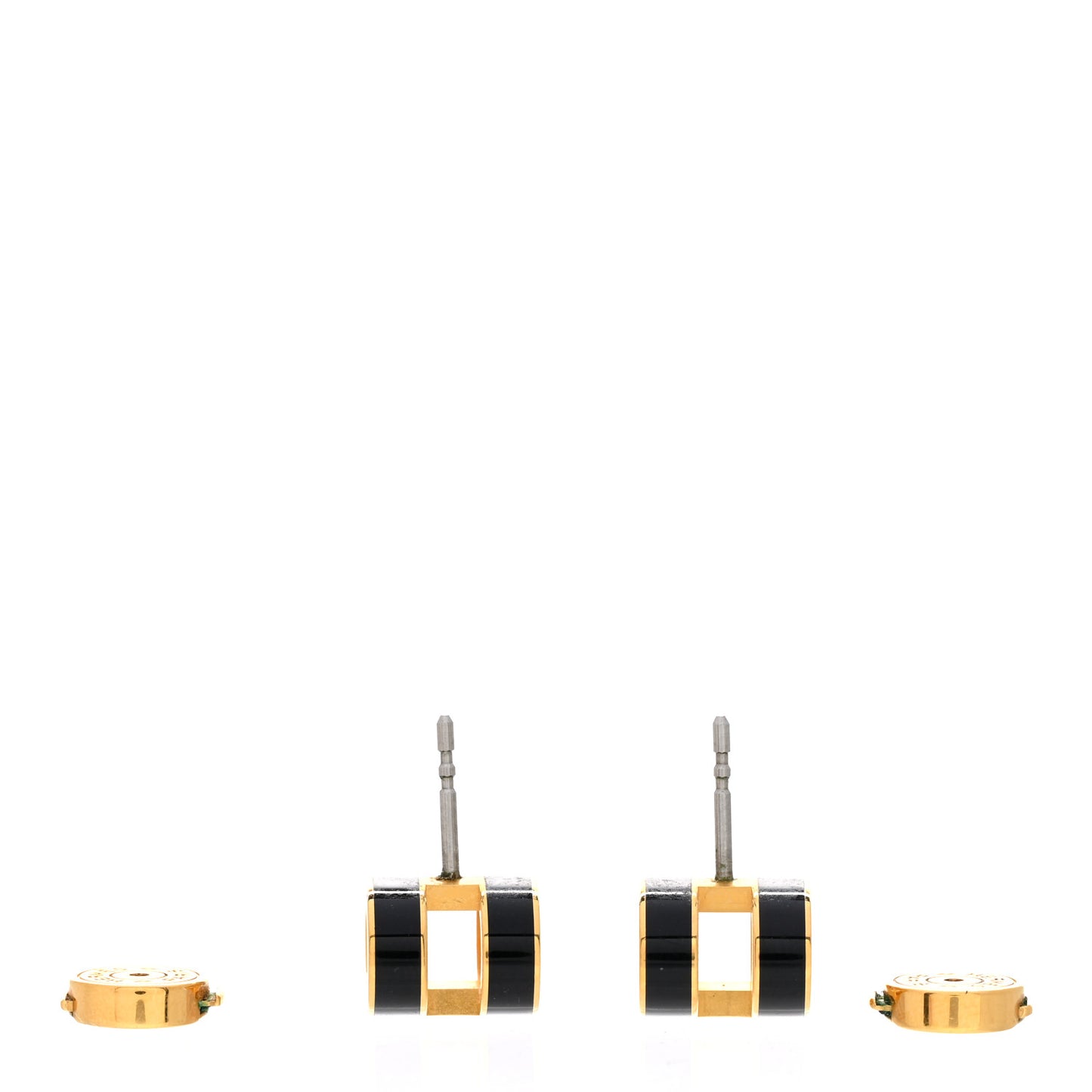 Gold Lacquered Mini Pop H Earrings Black
