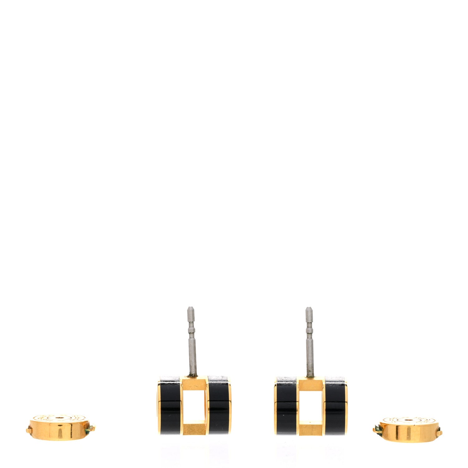 Hermes Gold Lacquered Mini Pop H Earrings Black 3 of 6