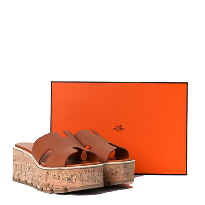 Hermes Calfskin Cork Eze 30 Sandals 37 Marron Glaise 8 of 8