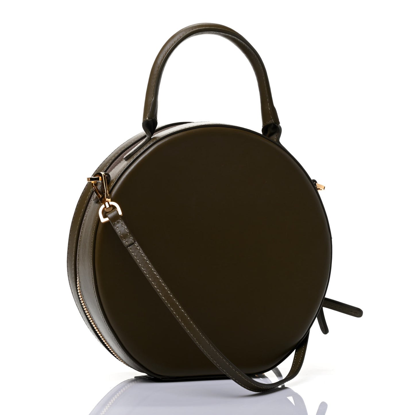 Calfskin Circle Crossbody Bag Olive