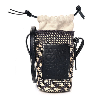 Loewe Calfskin Raffia Paula's Ibiza Pocket Bucket Bag Natural Navy Blue 1 of 10