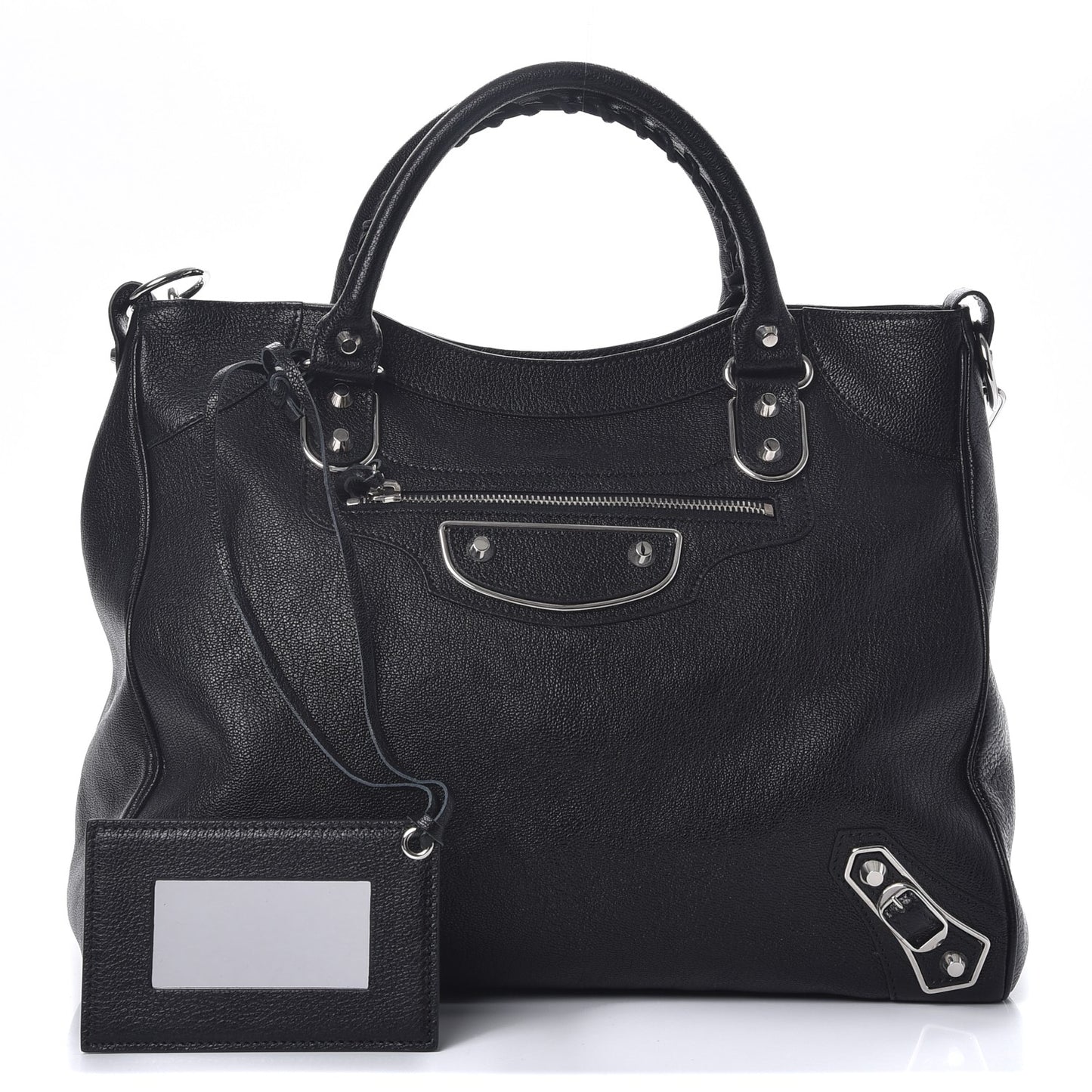 Chevre Silver Metallic Edge Hardware Velo Black