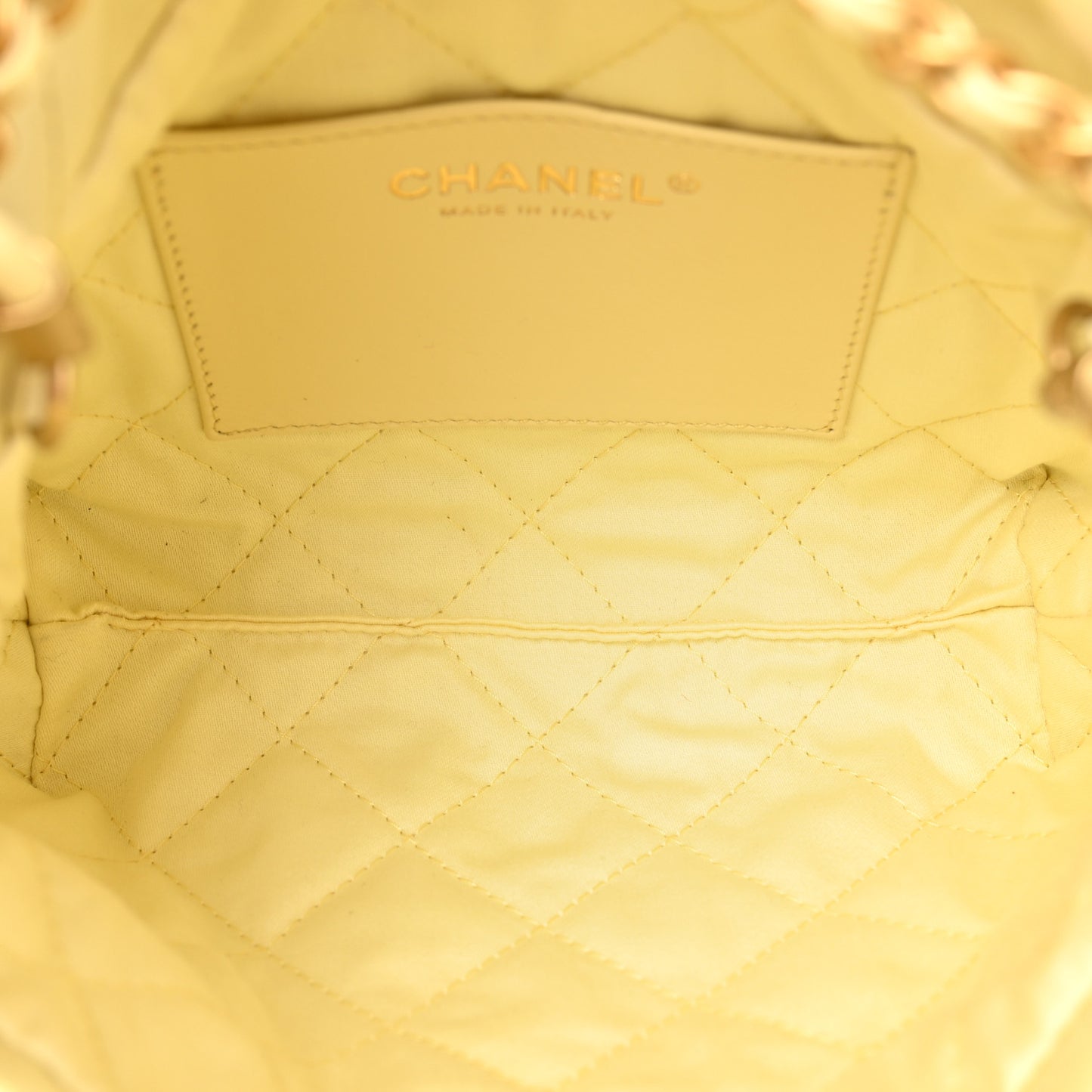 Shiny Calfskin Quilted Mini Chanel 22 Light Yellow